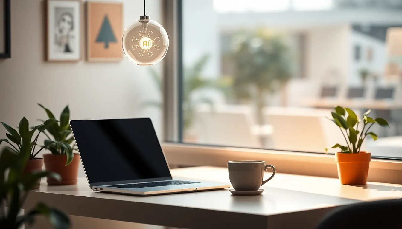 AI 아트가 생성한 미래형 오피스 이미지