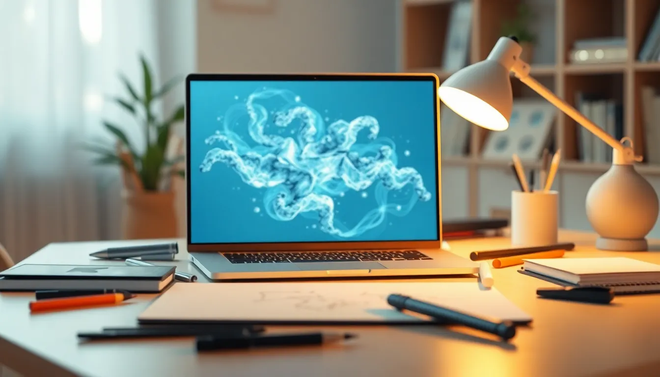 AI 아트 창작자가 태블릿을 사용하여 이미지를 만들고 있는 모습