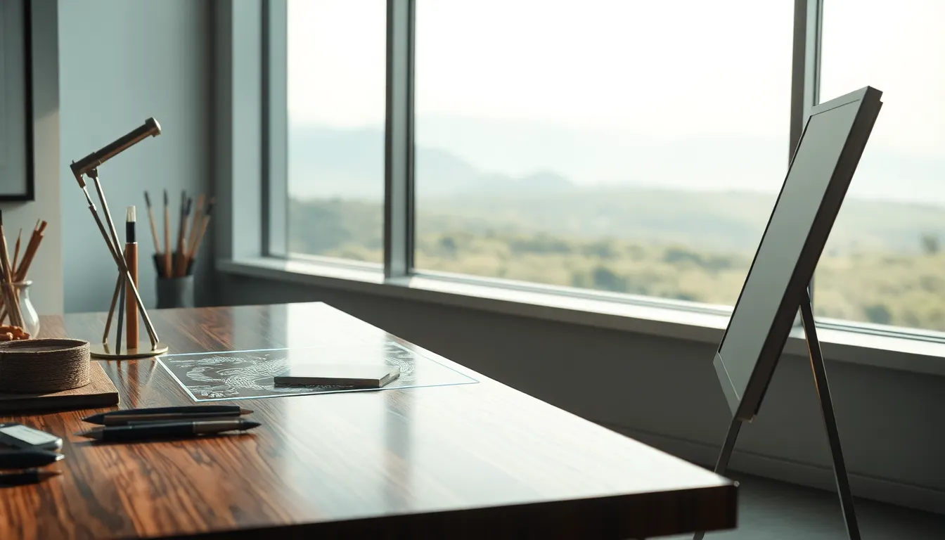 미래 AI 아트 스튜디오에서 작업하는 사람의 모습